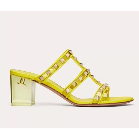 $1150 VALENTINO Garavani Platinum Rockstud Open Toe Plexi Heel Sandals Size 42 - Picture 3 of 16